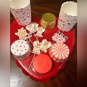 62 piece CUPCAKE MUFFIN toppers baking cups valentines PICKS love LOT birthday